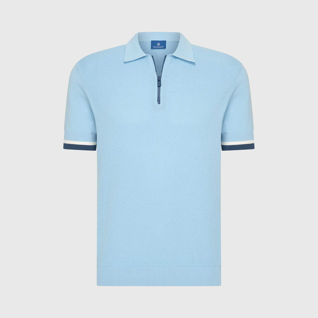 Polo knitted met rits - blauw