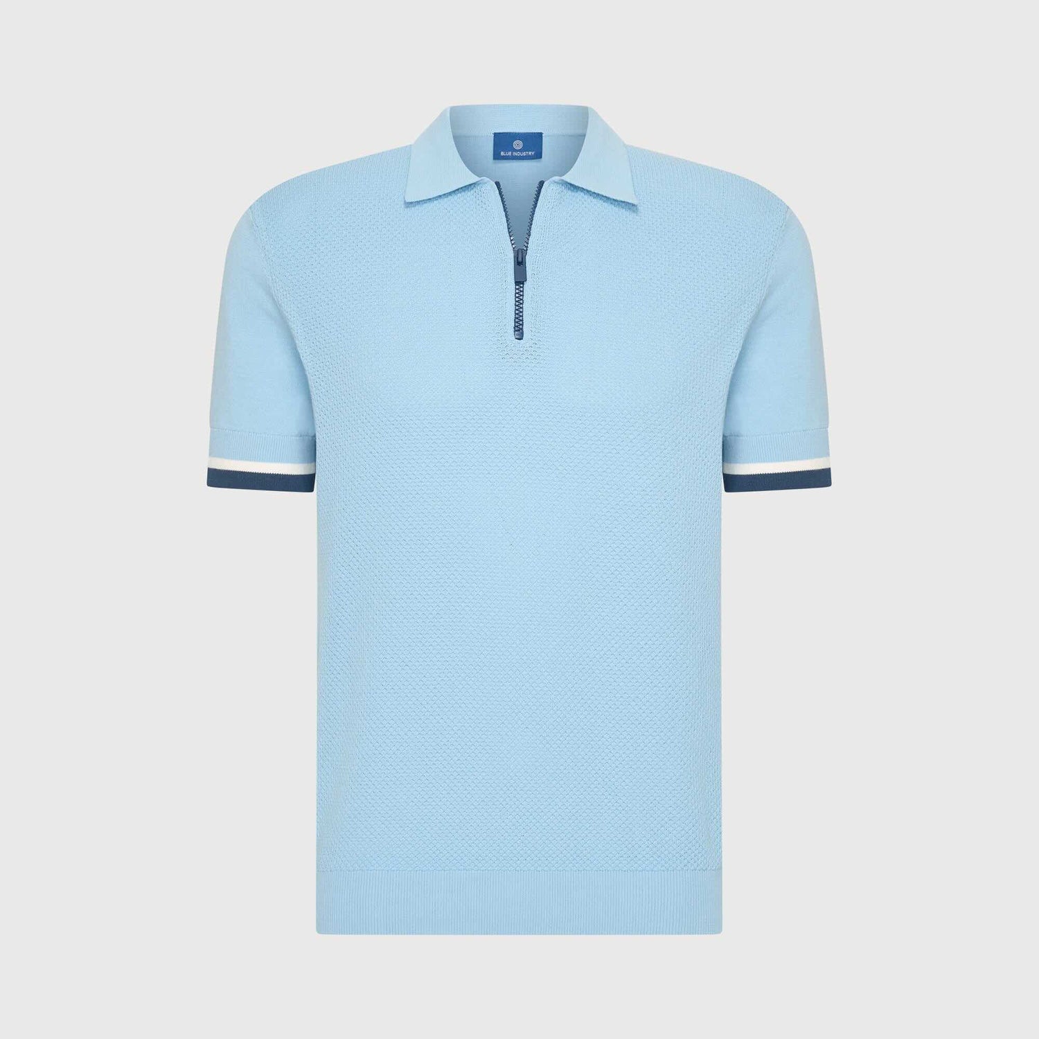 Polo knitted met rits - blauw