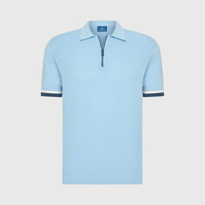 Polo knitted met rits - blauw