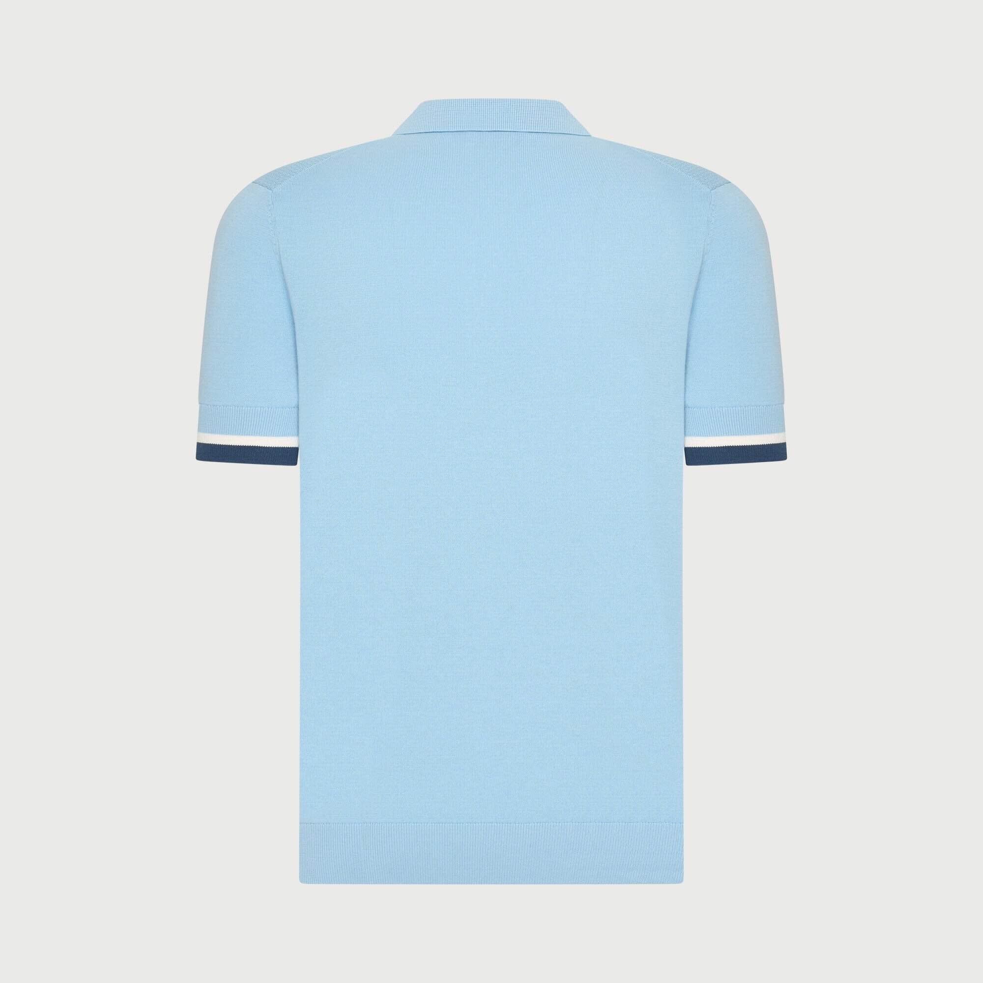 Polo knitted met rits - blauw