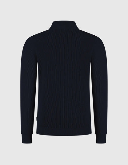 Trui LESLEY met rits en knoop - blauw