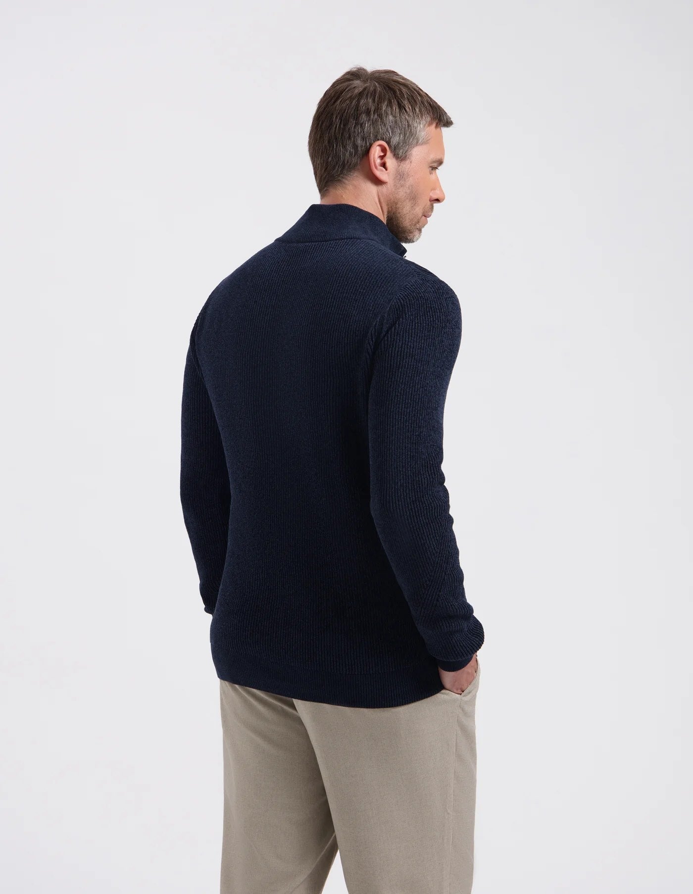 Trui LESLEY met rits en knoop - blauw