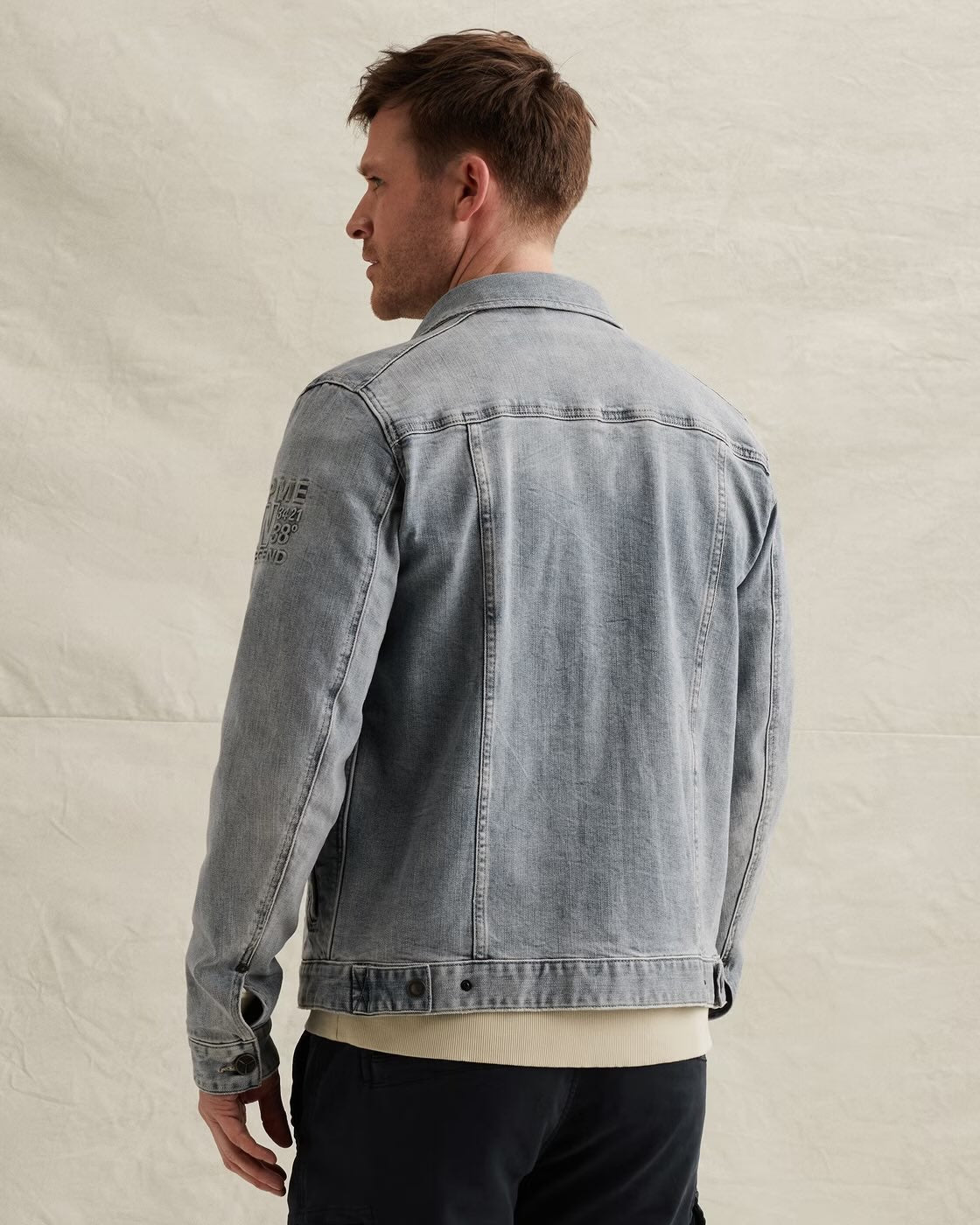 Jack denim met badges - blauw