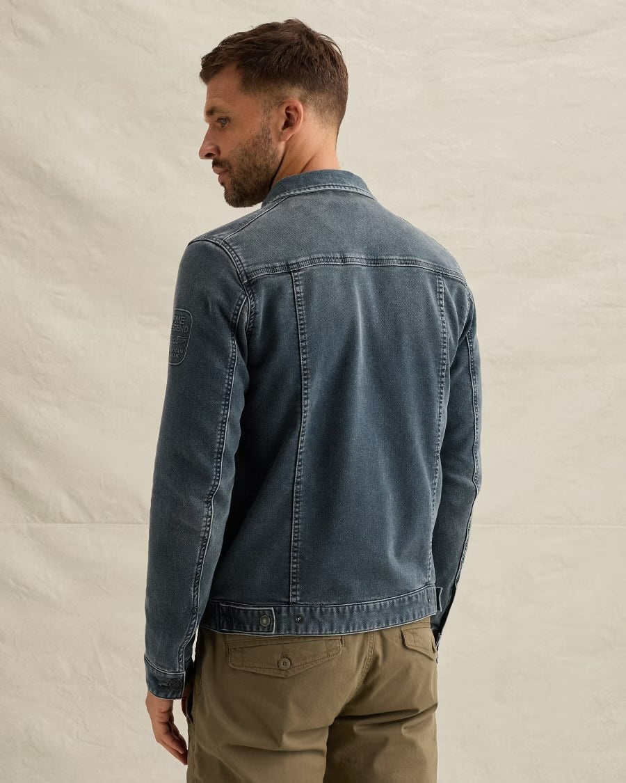 Jack denim met badges - middenblauw