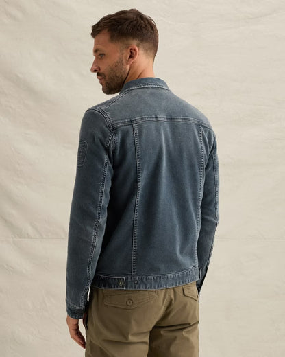 Jack denim met badges - middenblauw