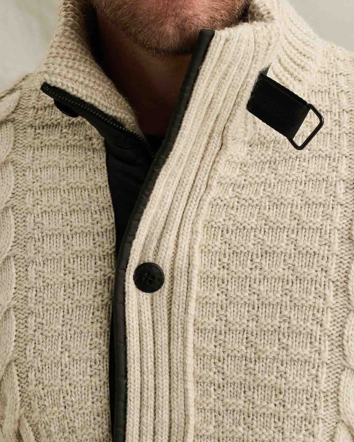 Vest wolblend met kabelpatroon - bone white
