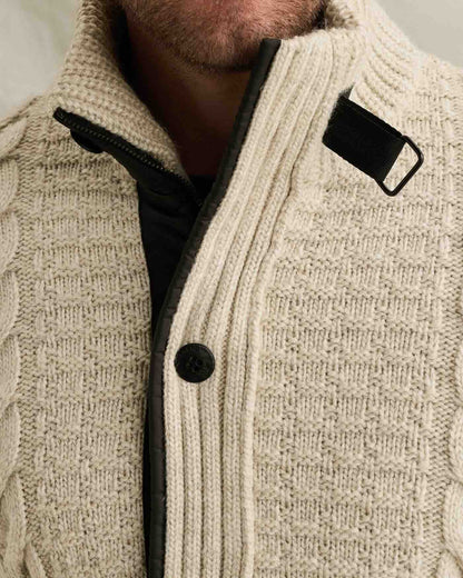 Vest wolblend met kabelpatroon - bone white