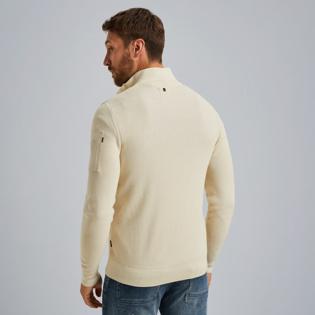 Trui met halve rits - beige