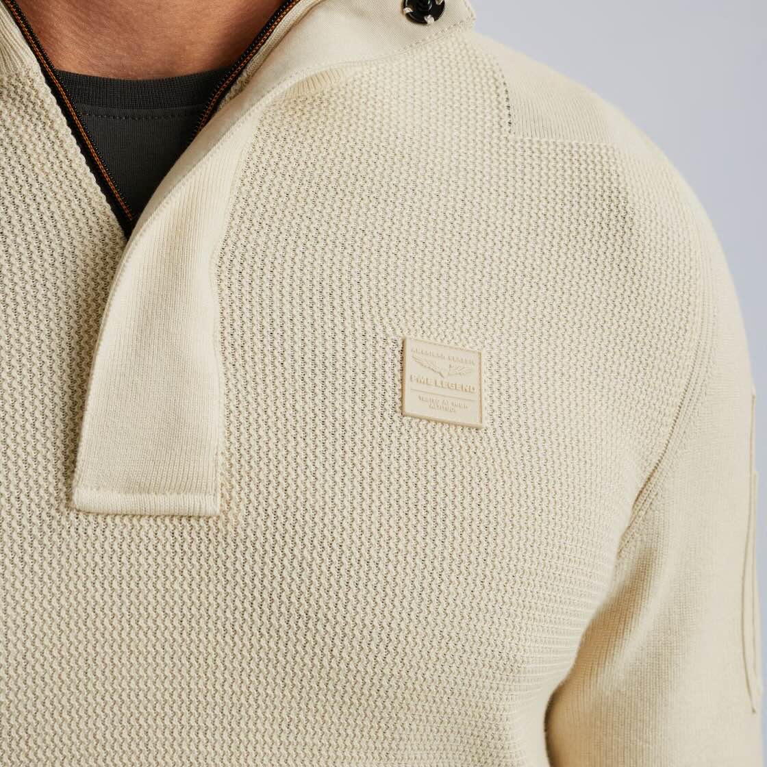 Trui met halve rits - beige