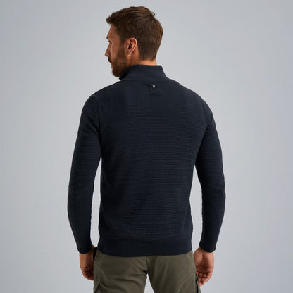 Trui met halve rits - blauw