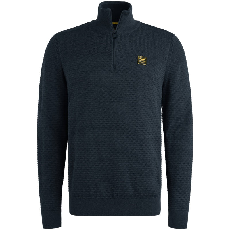 Trui met halve rits - blauw