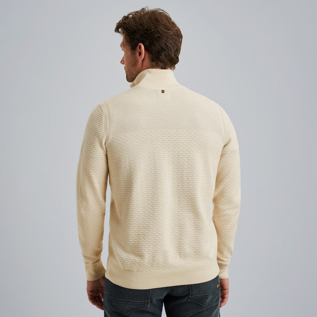 Trui met halve rits - beige