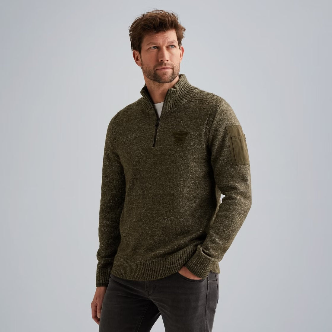 Trui met halve rits - groen