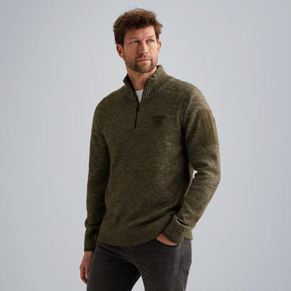 Trui met halve rits - groen