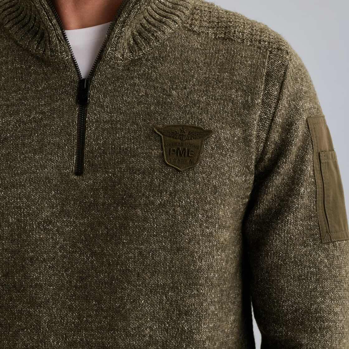 Trui met halve rits - groen