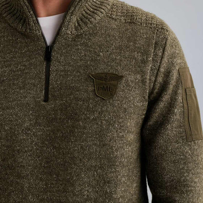 Trui met halve rits - groen