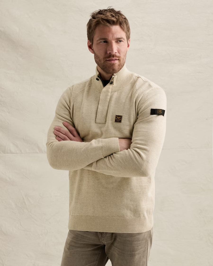 Trui met halve rits - beige