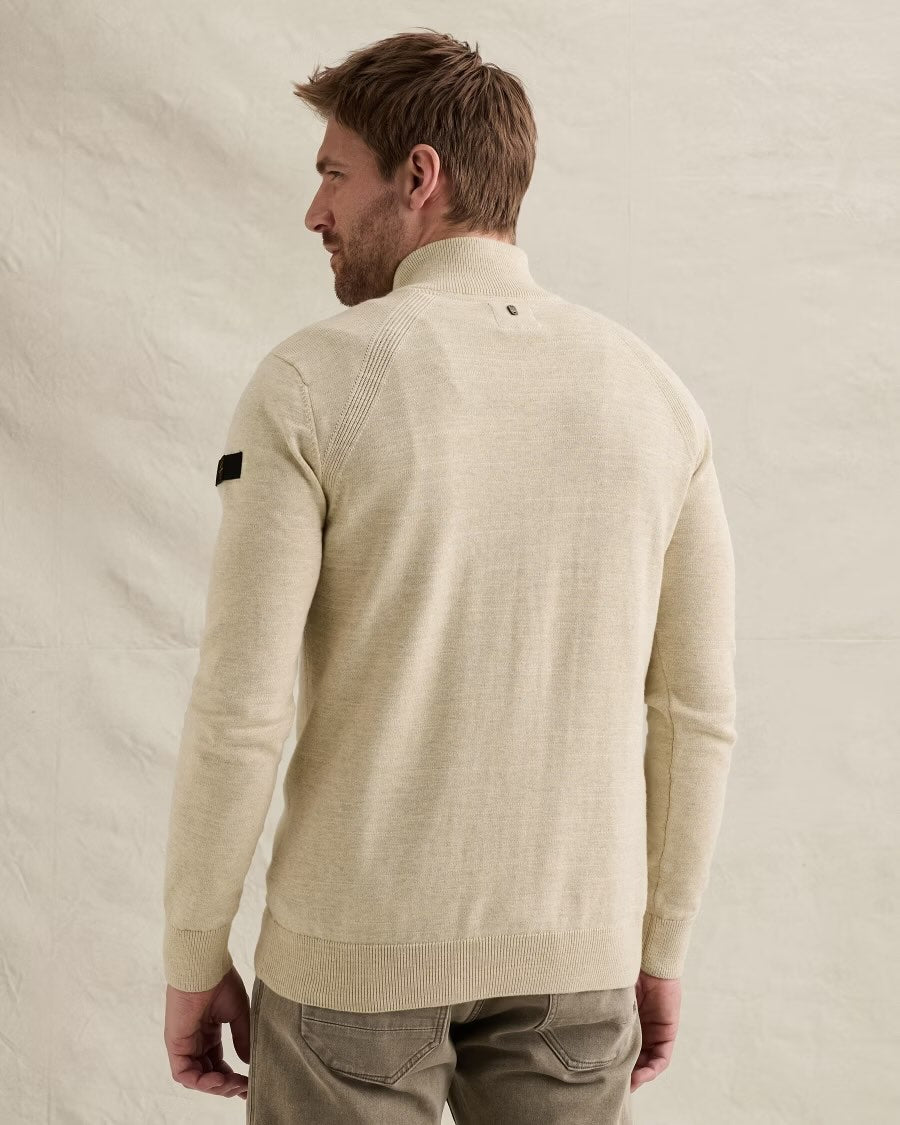 Trui met halve rits - beige
