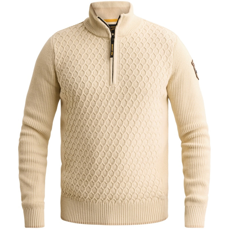 Trui met halve rits - beige