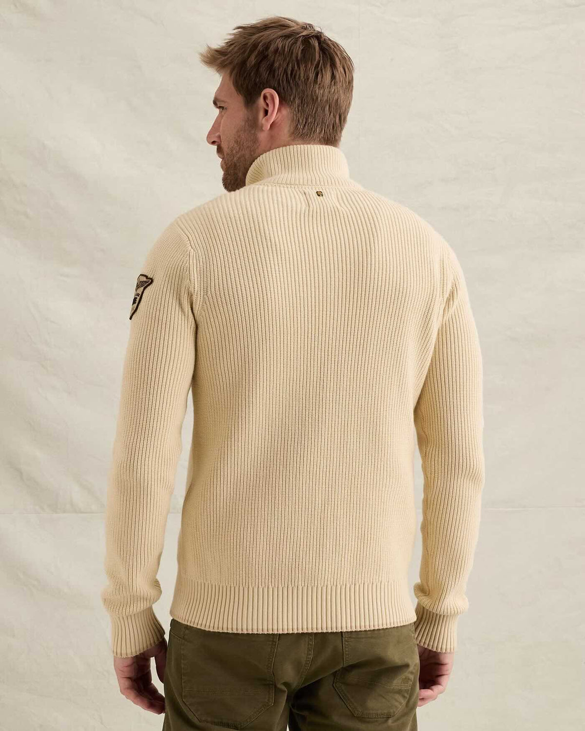 Trui met halve rits - beige