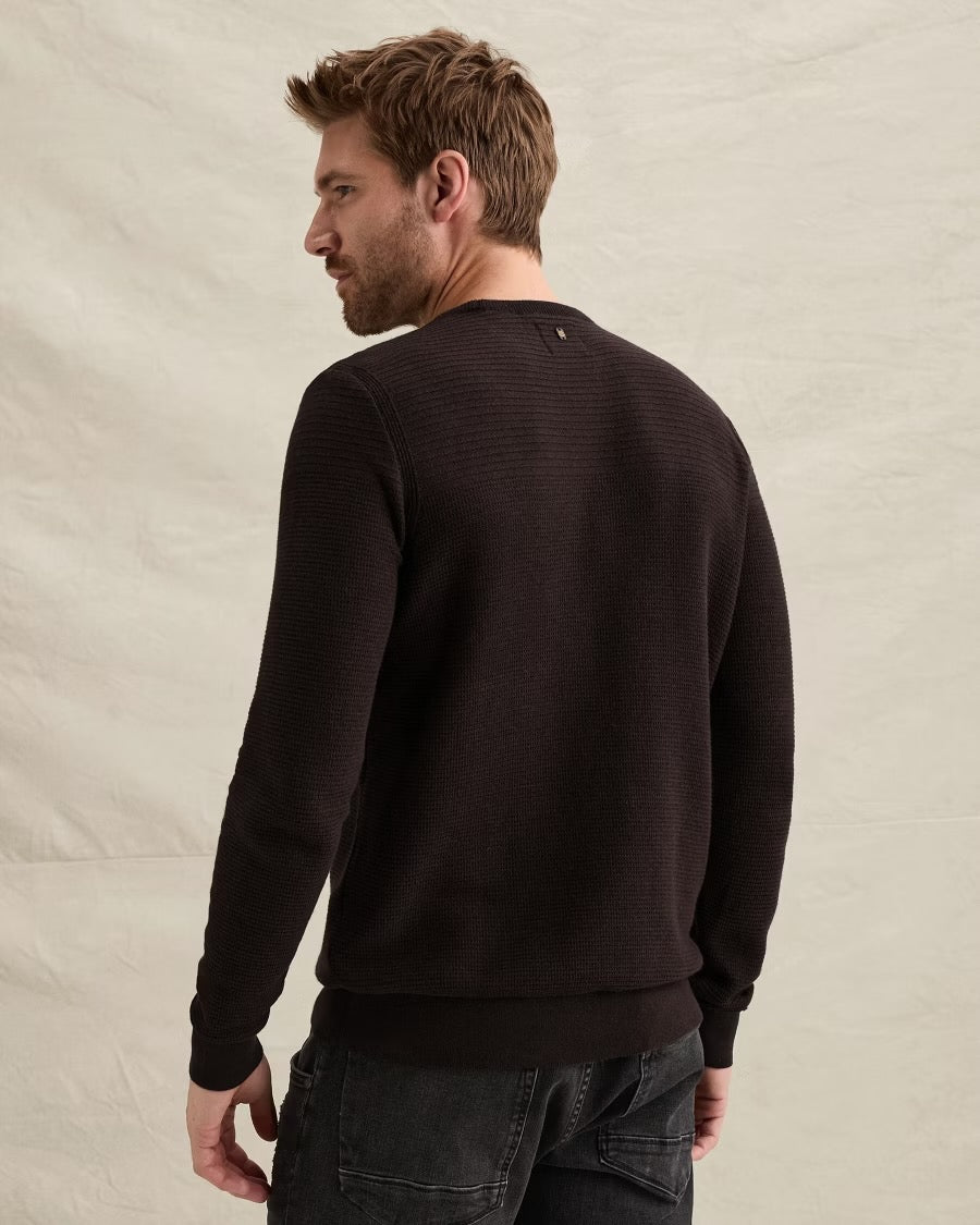 Trui ronde hals mouliné - aubergine