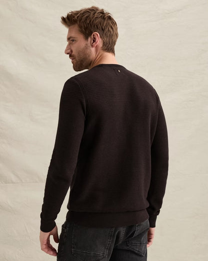 Trui ronde hals mouliné - aubergine