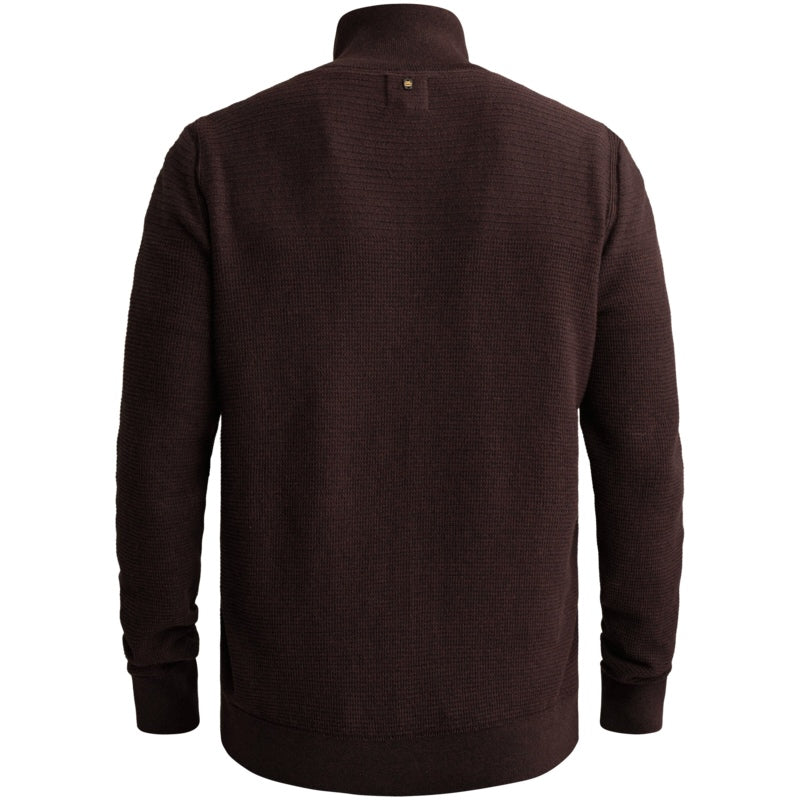 Trui mouliné met halve rits - aubergine