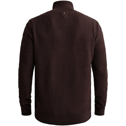 Trui mouliné met halve rits - aubergine