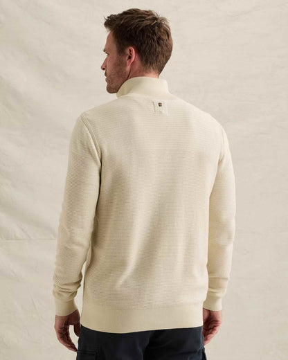 Trui mouliné met halve rits - bone white