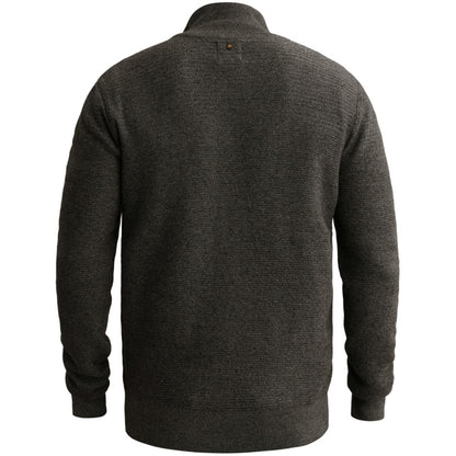 Trui mouliné met halve rits - jet black