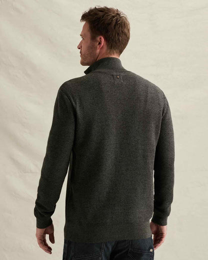 Trui mouliné met halve rits - jet black