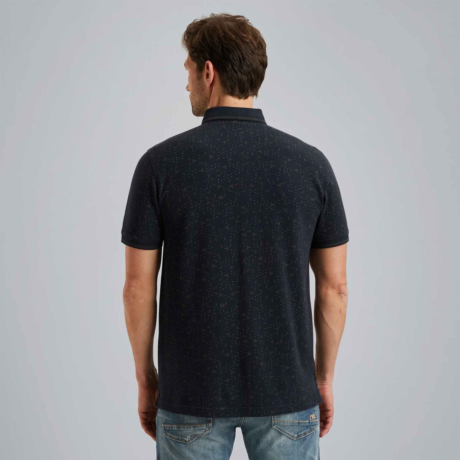 Polo allover print- donkerblauw