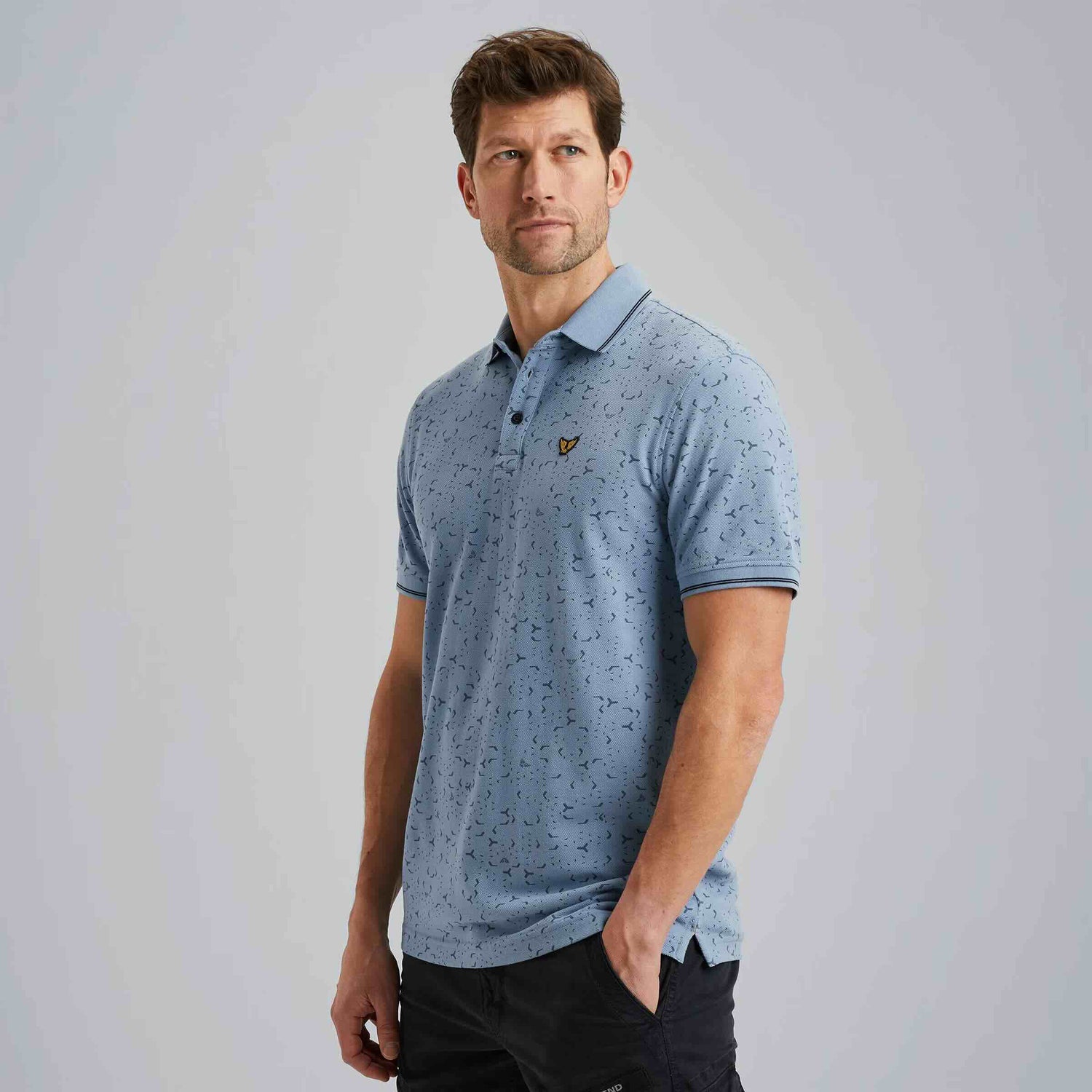 Polo allover print- lichtblauw