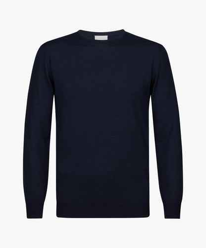 Trui merino crewneck - navyblauw