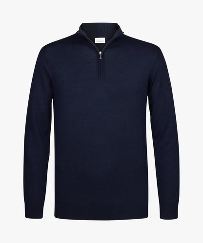 Trui merino halfzip - navyblauw