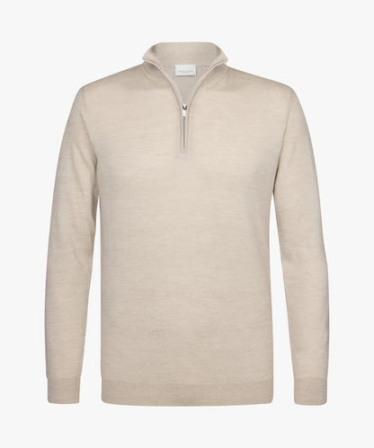 Trui merino halfzip - beige