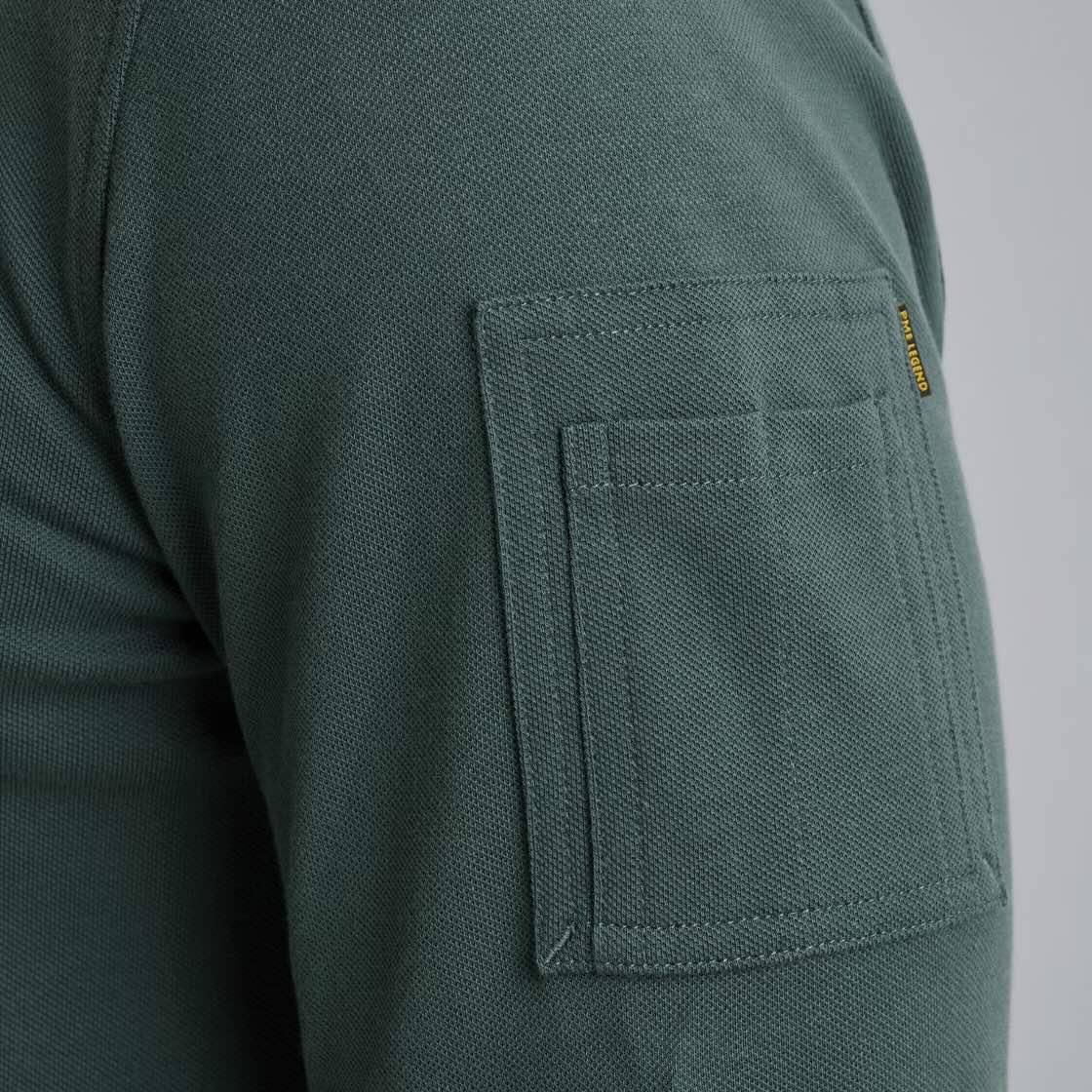 Polo lange mouw - blauw/groen