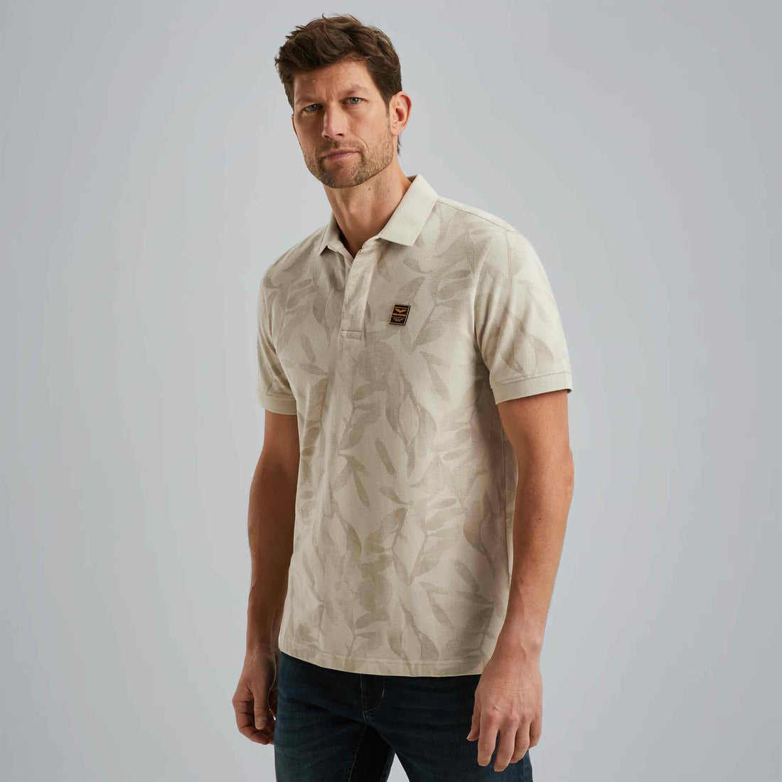 Polo met allover print - beige