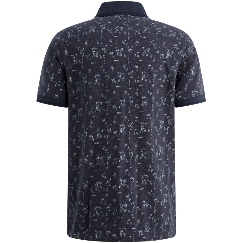 Polo met allover print - blauw