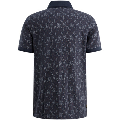 Polo met allover print - blauw