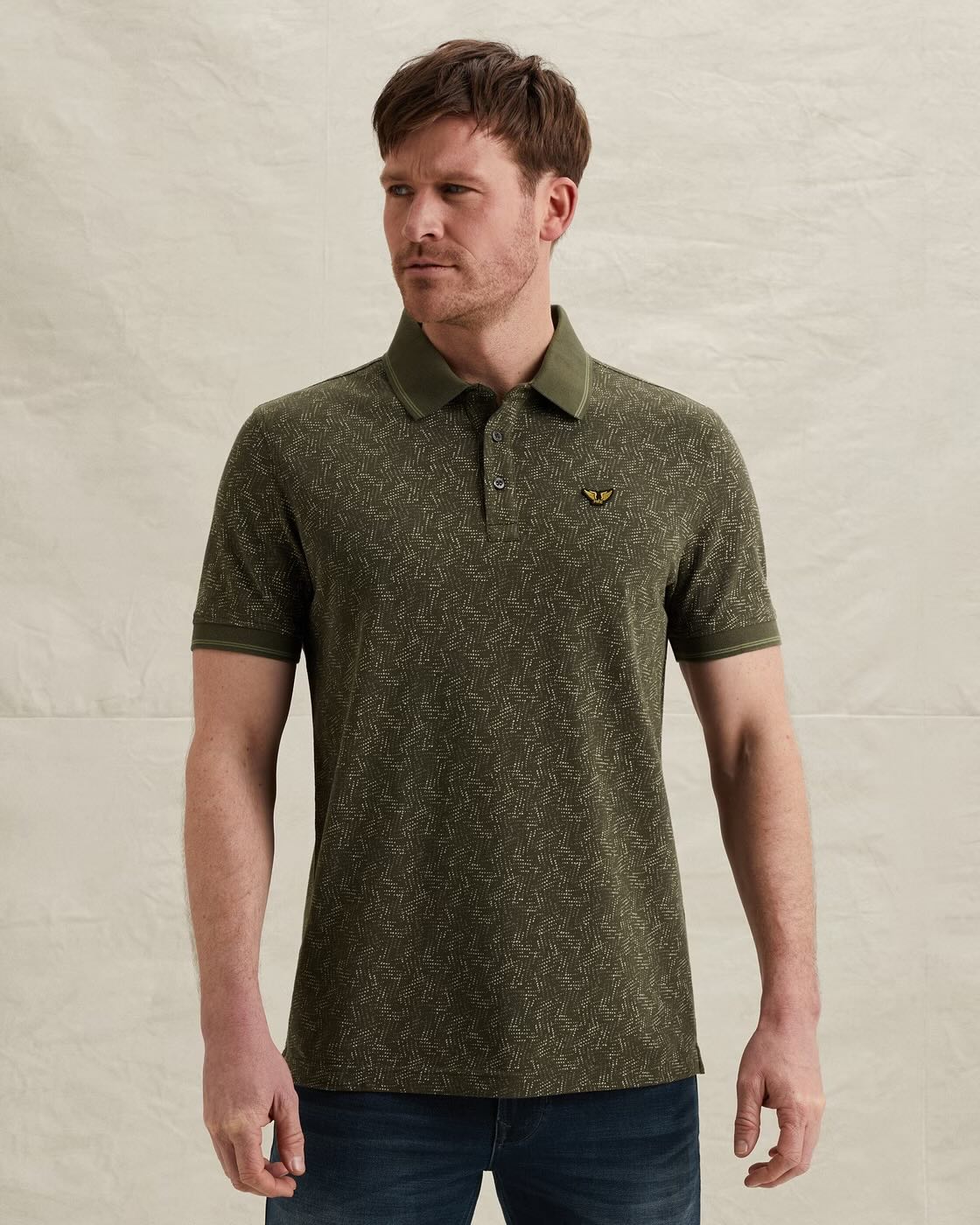Polo met allover print - groen