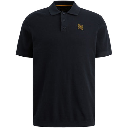 Polo met wafelstructuur - blauw