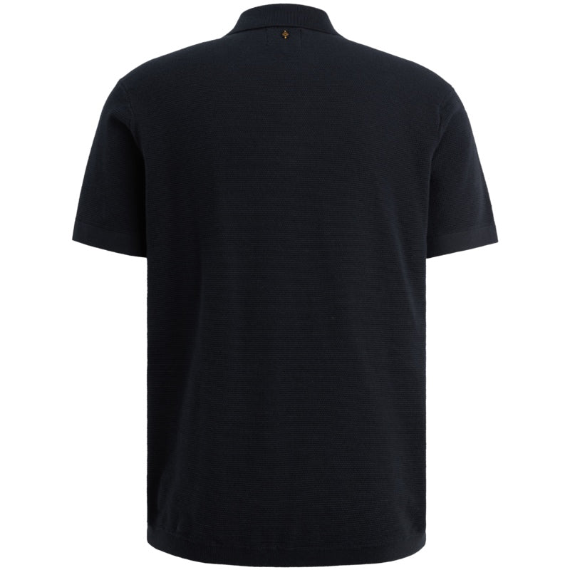 Polo met wafelstructuur - blauw