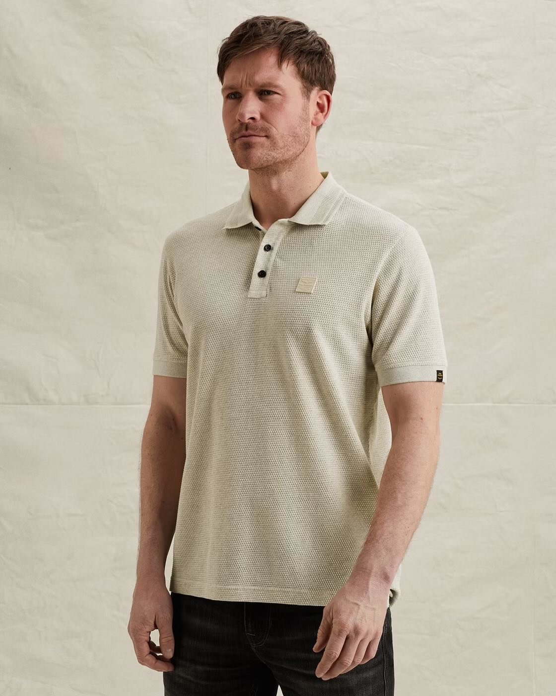 Polo met structuur - beige