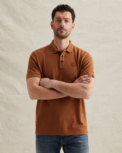 Polo met structuur - roestbruin