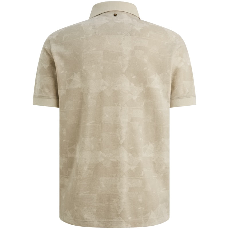 Polo piqué met allover print - bone white