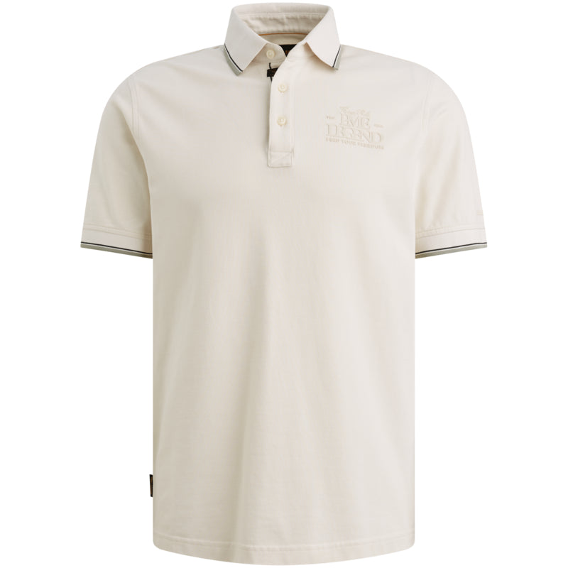 Polo piqué met artwork - egret