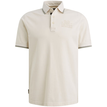 Polo piqué met artwork - egret