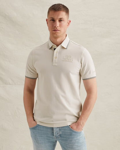 Polo piqué met artwork - egret