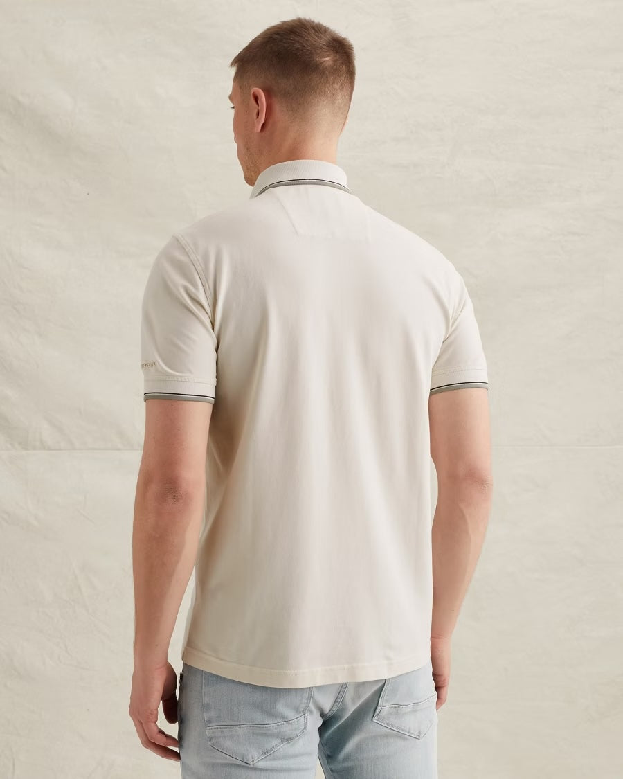 Polo piqué met artwork - egret